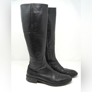 Aquatalia Equestrian Boots 9.5 Black Leather Knee High Tall Moto  Riding Zip Up
